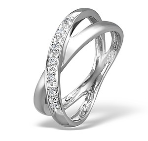 18K White Gold Ladies H/Si Diamond Crossover Ring