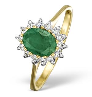 18K Gold Diamond and Emerald Cluster Ring