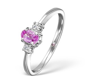 18K White Gold Diamond and Pink Sapphire Ring