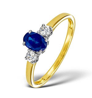 18K Gold 0.20CT Diamond and 6 x 4mm Sapphire Ring