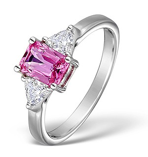 18K White Gold Diamond and Pink Sapphire Ring 0.40ct PS 1.04ct