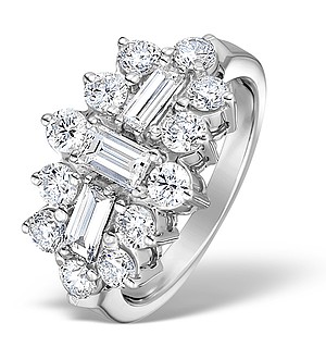 18K White Gold Diamond Big Fancy Cluster Ring 2.00ct