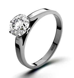 Certified 0.90CT Chloe Low 18K White Gold Engagement Ring H/SI2
