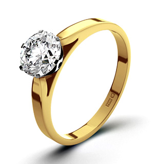 Certified 0.90CT Chloe Low 18K Gold Engagement Ring G/VS2