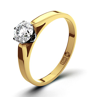 Certified 0.50CT Chloe Low 18K Gold Engagement Ring H/SI1