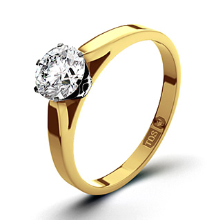 Certified 0.70CT Chloe Low 18K Gold Engagement Ring H/SI2
