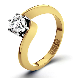 Certified 1.00CT Leah 18K Gold Engagement Ring G/VS1