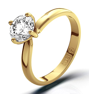 Certified 0.90CT Lily 18K Gold Engagement Ring H/SI2