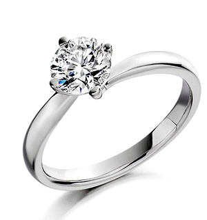 Certified 0.50CT Lily 18K White Gold Engagement Ring H/SI2