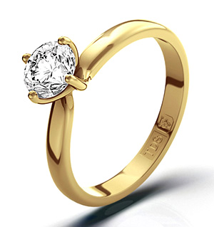 Certified 0.70CT Lily 18K Gold Engagement Ring H/SI1