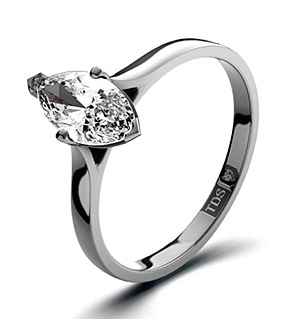 Marquise 18K White Gold Diamond Engagement Ring 0.50CT-G-H/SI