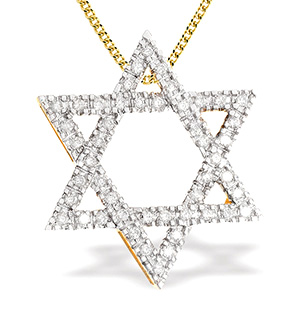 18K Gold Star of David Necklace (0.55ct)