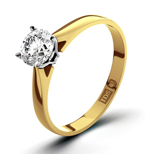 Certified 1.00CT Petra 18K Gold Engagement Ring H/SI1