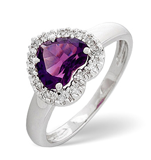 18K White Gold Diamond and Amethyst Ring