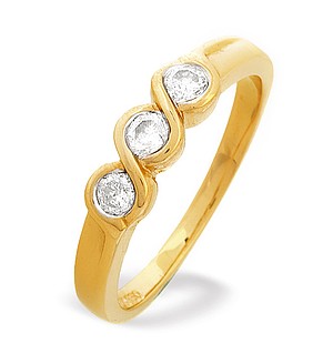 18K White Gold 3 Stone Diamond Twist Design Ring