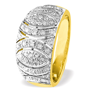 9K Gold Diamond Detail Ring (0.41ct)