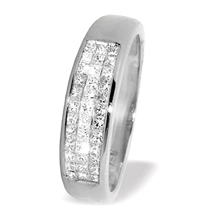 18K White Gold Princess Cut Diamond Half Eternity Ring (0.50ct)