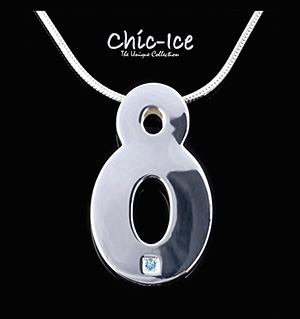 Chic Ice Blue Diamond Designer Silver Torino Necklace