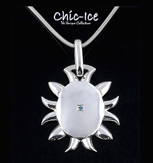 Chic Ice Blue Diamond Designer Silver Firenze Necklace