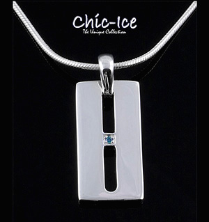 Chic Ice Blue Diamond Designer Silver Milano Necklace