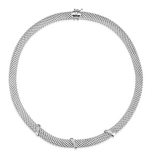 Silver Diamond Bar Design Necklace - UP3224