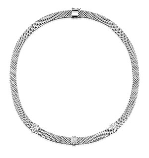 Silver Diamond Detail Necklace - UP3227