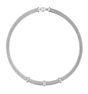 Silver Diamond Bar Design Necklace - UP3221