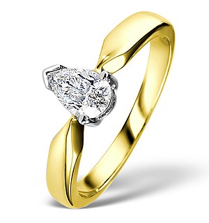 Pear Shaped 18K Gold Diamond Engagement Ring 0.50CT-G-H/SI
