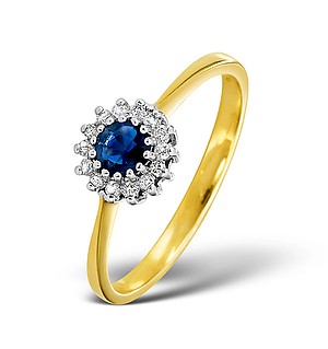 18K Gold Diamond and Sapphire Ring 0.07ct