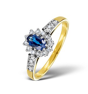 18K Gold Diamond and Sapphire Ring 0.14ct