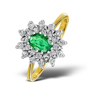 18K Gold Diamond and Emerald Ring 0.36ct