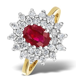18K Gold Diamond and Ruby Ring 0.56ct