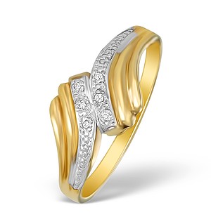 9K Gold Diamond Pave Design Ring - A3879