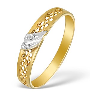 9K Gold Diamond Pave Design Ring - A3883