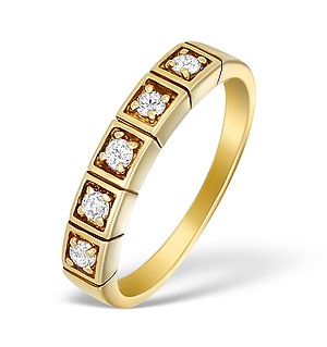 9K Gold Diamond 5 Stone Ring - A3892