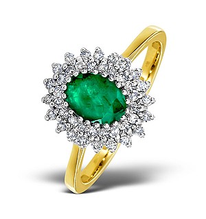 9K Gold DIAMOND AND EMERALD RING 0.30CT