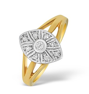 9K Gold Diamond Oval Design Ring - A4240