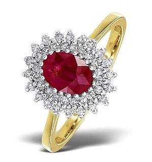 9K Gold DIAMOND AND RUBY RING 0.30CT