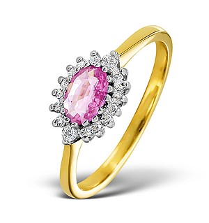 18K Gold Diamond and Pink Sapphire Ring 0.14ct
