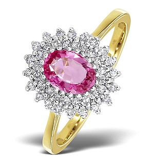 9K Gold DIAMOND AND PINK SAPPHIRE RING 0.30CT