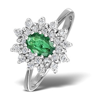 18K White Gold Diamond and Emerald Ring 0.36ct