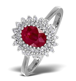 18K White Gold Diamond and Ruby Ring 0.30ct