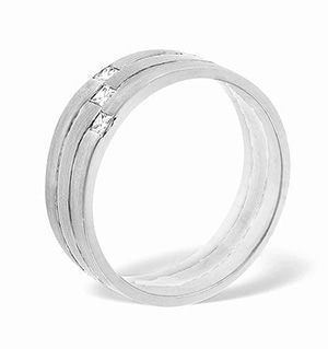 Lauren 3 Stone Palladium Diamond Wedding Ring 0.07CT G/VS