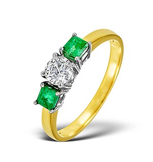 18K Gold Diamond Emerald Ring 0.33ct