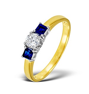 18K Gold Diamond Blue Sapphire Ring 0.33ct