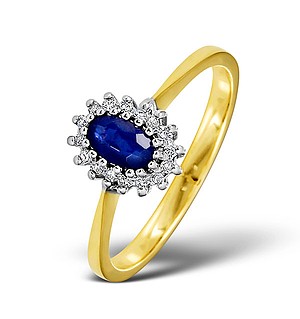 18K Gold Diamond and Sapphire Ring 0.05ct