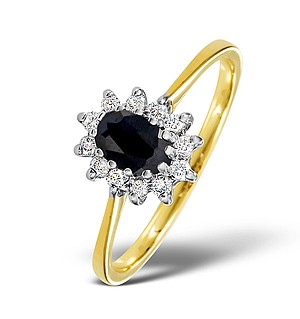 18K Gold Diamond and SAPPHIRE Ring 0.18ct