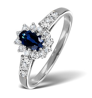 18K White Gold Diamond and Sapphire Ring 0.14ct