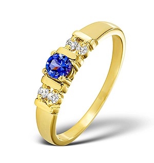 18K Gold Diamond and TANZANITE Ring 0.10ct
