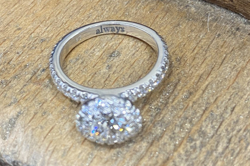 engraved engagement ring